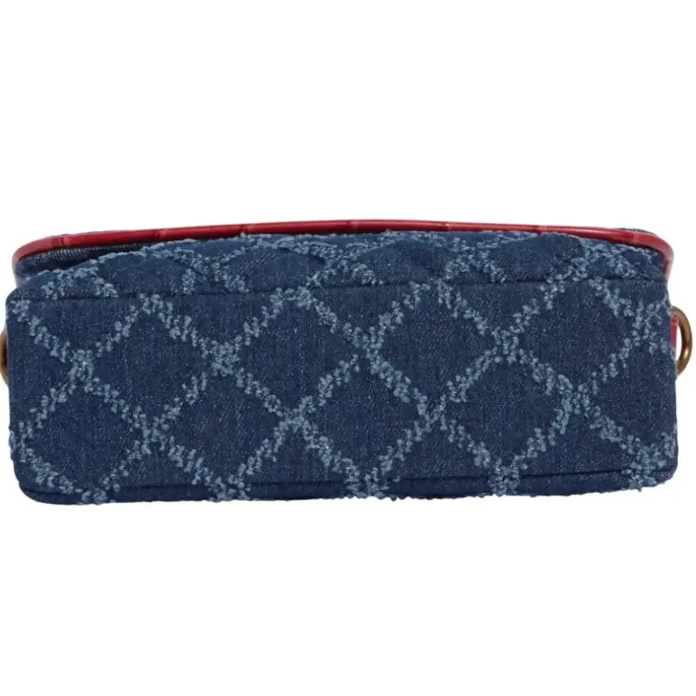 Kurt Geiger London Mini Brompton Quilted Floral Denim Shoulder Bag